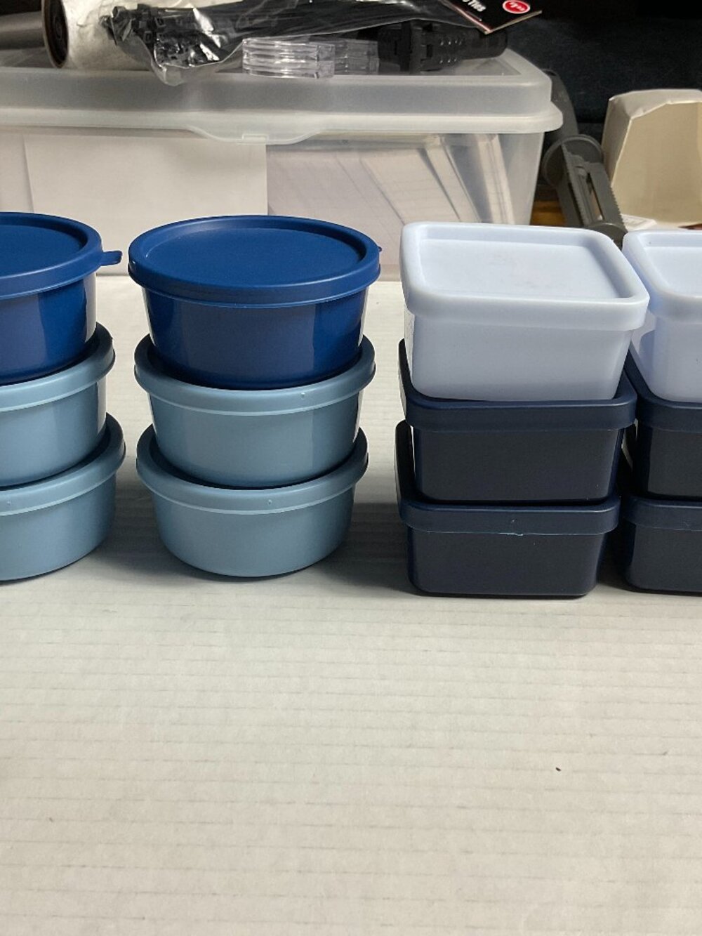Set of 12 Food Storage Containers with Lids – Blue & White